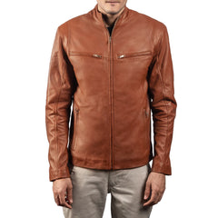 Men's Ionic Brown Leather Jacket - Braford Leather