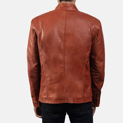 Ionic Biker Jacket Made From Tan Brown Leather
