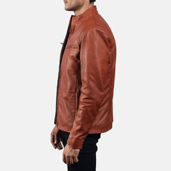 Ionic Biker Jacket Made From Tan Brown Leather