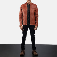 Ionic Biker Jacket Made From Tan Brown Leather
