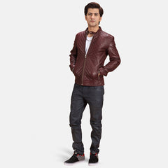 Burgunn Dee Maroon Leather Biker