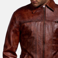 Abstract Prime Maroon Leather Jacket