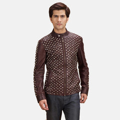 Blix Bono Biker Jacket In Maroon Leather