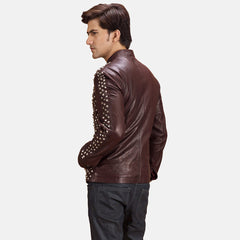 Blix Bono Biker Jacket In Maroon Leather