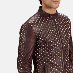 Blix Bono Biker Jacket In Maroon Leather