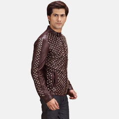 Blix Bono Biker Jacket In Maroon Leather