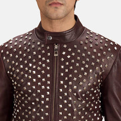 Blix Bono Biker Jacket In Maroon Leather