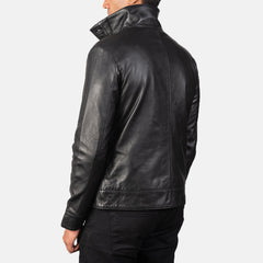 Columbus Leather Bomber Jacket In Black