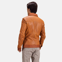 Hubert Leather Jacket In Tan Brown