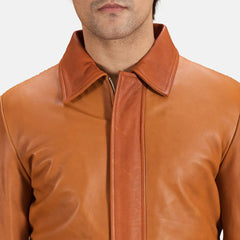 Hubert Leather Jacket In Tan Brown