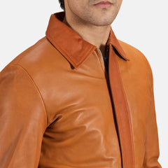 Hubert Leather Jacket In Tan Brown