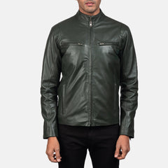 Ionic Biker Jacket Made From Green Leather