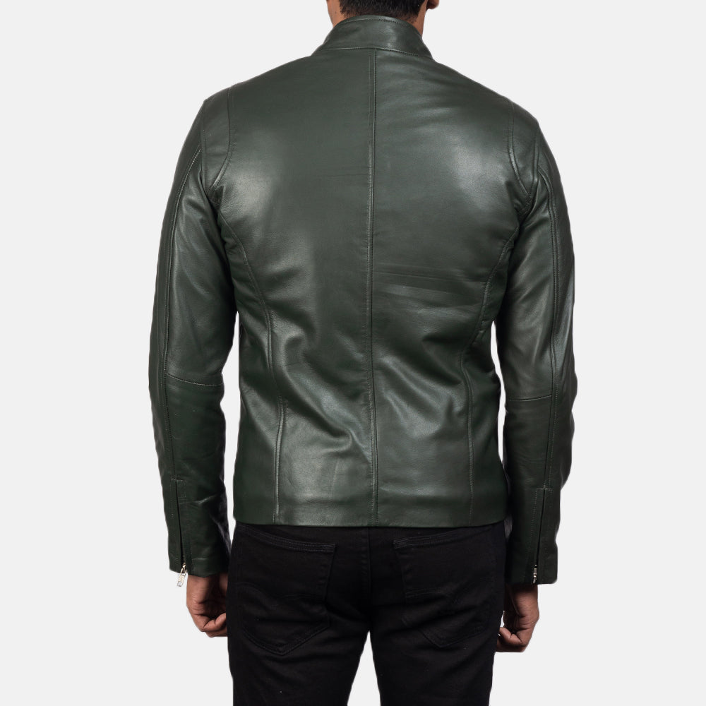 Outland Edge Green Vintage Leather Moto Jacket