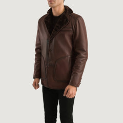 Rocky Fur Leather Coat In Brown