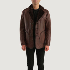 Rocky Fur Leather Coat In Brown