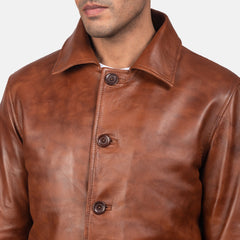 Waffle Leather Jacket In Brown