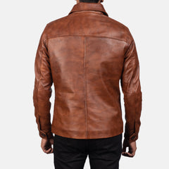 Waffle Leather Jacket In Brown