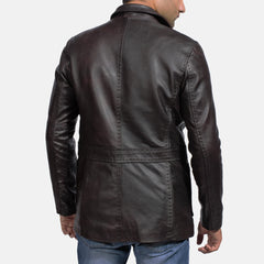 Wine Leather Blazer In Black