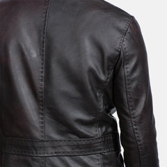 Wine Leather Blazer In Black