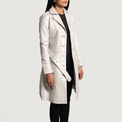 Moonlight Leather Trench Coat In Silver