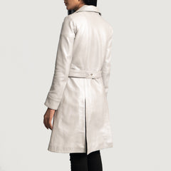 Moonlight Leather Trench Coat In Silver