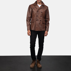 Mr. Bailey Naval Peacoat Made From Brown Leather