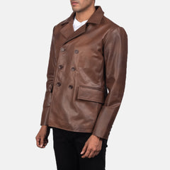Mr. Bailey Naval Peacoat Made From Brown Leather