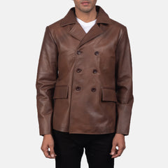 Mr. Bailey Naval Peacoat Made From Brown Leather