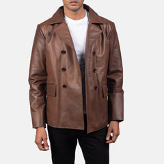 Mr. Bailey Naval Peacoat Made From Brown Leather