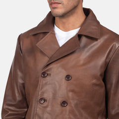 Mr. Bailey Naval Peacoat Made From Brown Leather