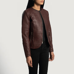 Nexi Quilted Leather Jacket In Maroon