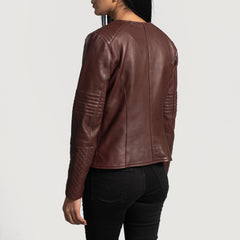 Nexi Quilted Leather Jacket In Maroon