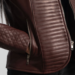 Nexi Quilted Leather Jacket In Maroon