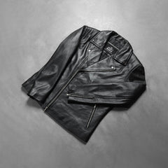 Noah Leather Biker Jacket In Black