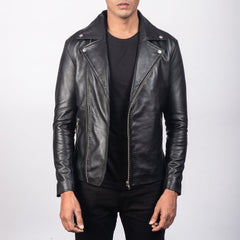 Noah Leather Biker Jacket In Black
