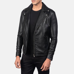 Noah Leather Biker Jacket In Black