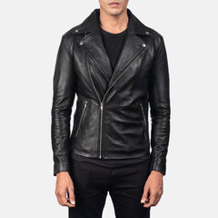 Noah Leather Biker Jacket In Black
