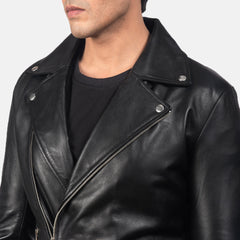 Noah Leather Biker Jacket In Black
