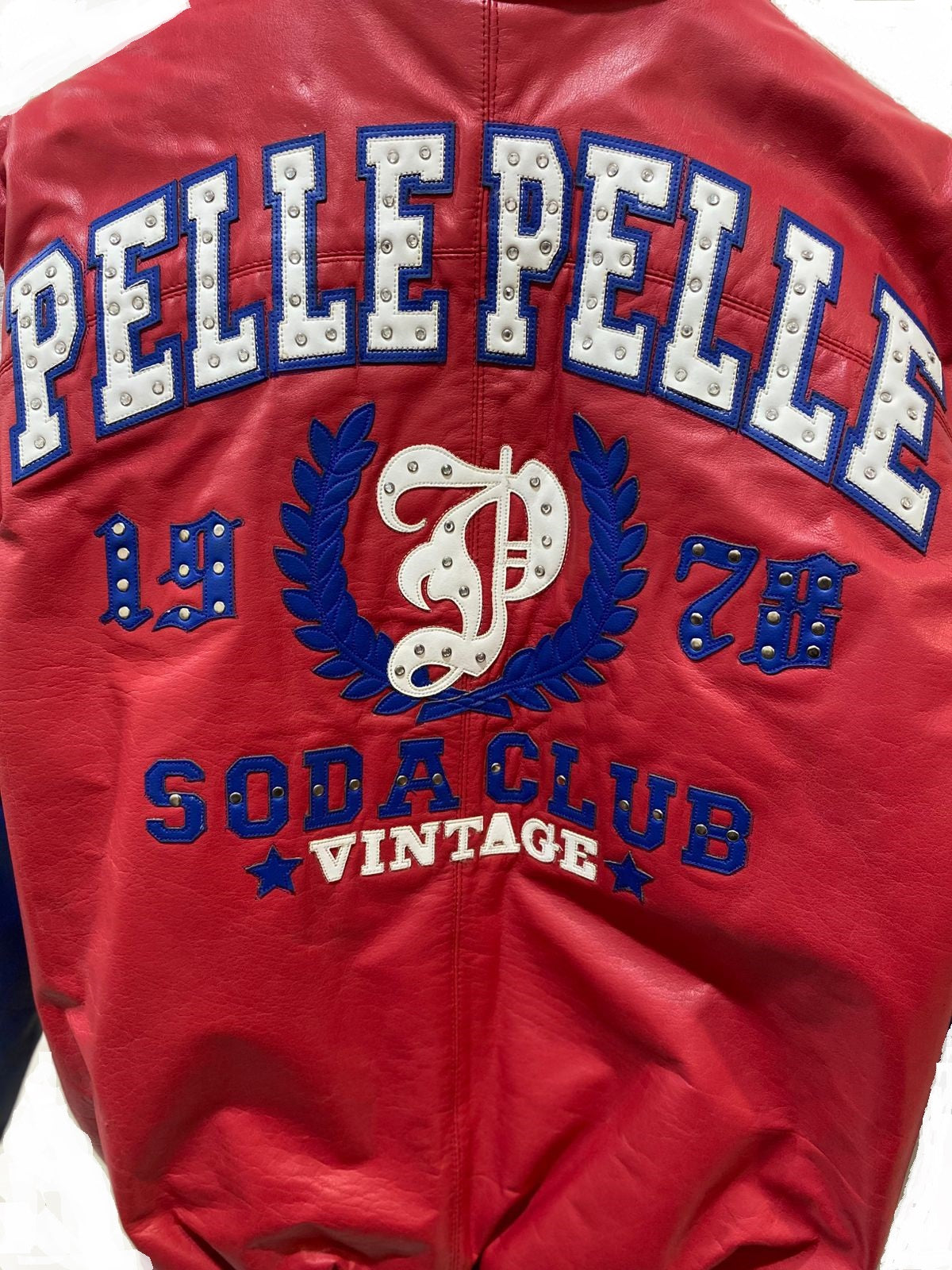 Pelle Pelle Men's LEATHER ARCHES JACKET SODA CLUB RED BLUE