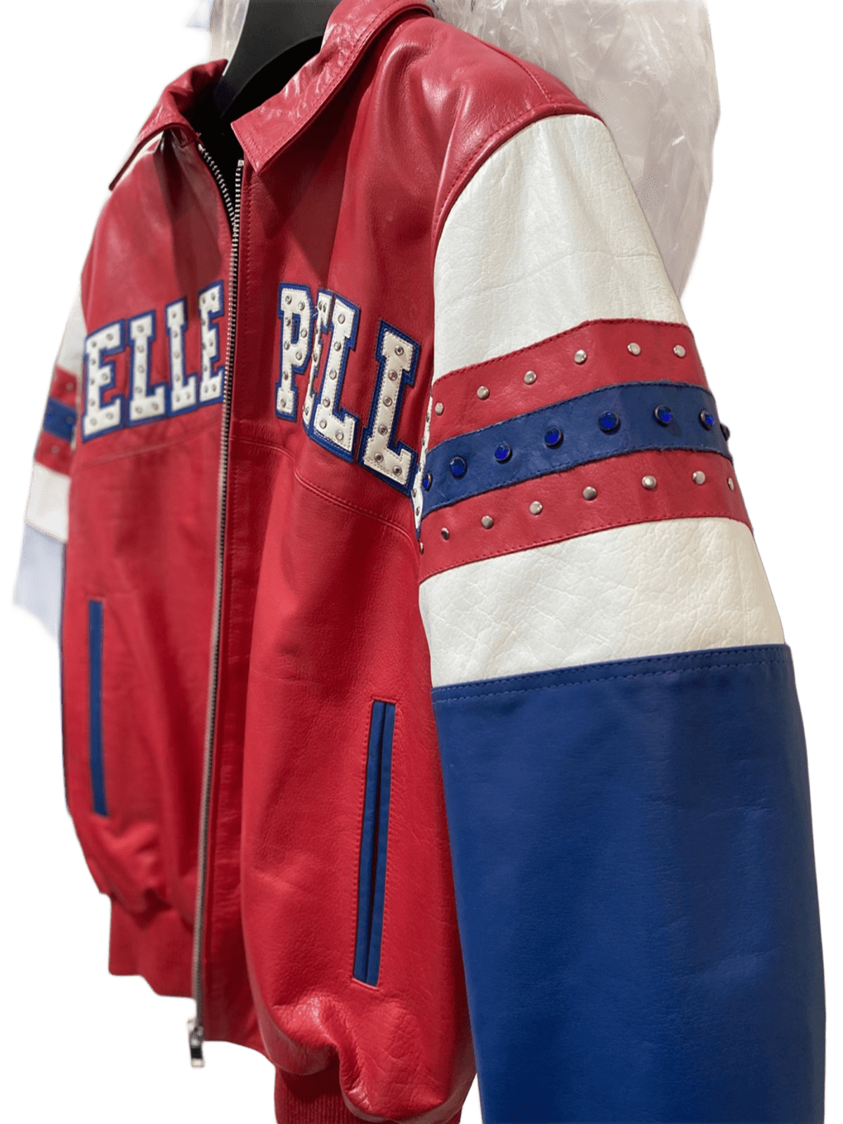 Pelle Pelle Men's LEATHER ARCHES JACKET SODA CLUB RED BLUE