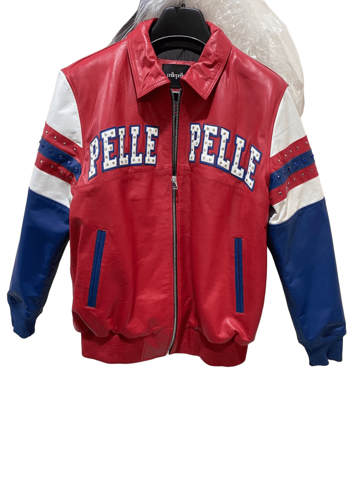 Pelle Pelle Men's LEATHER ARCHES JACKET SODA CLUB RED BLUE