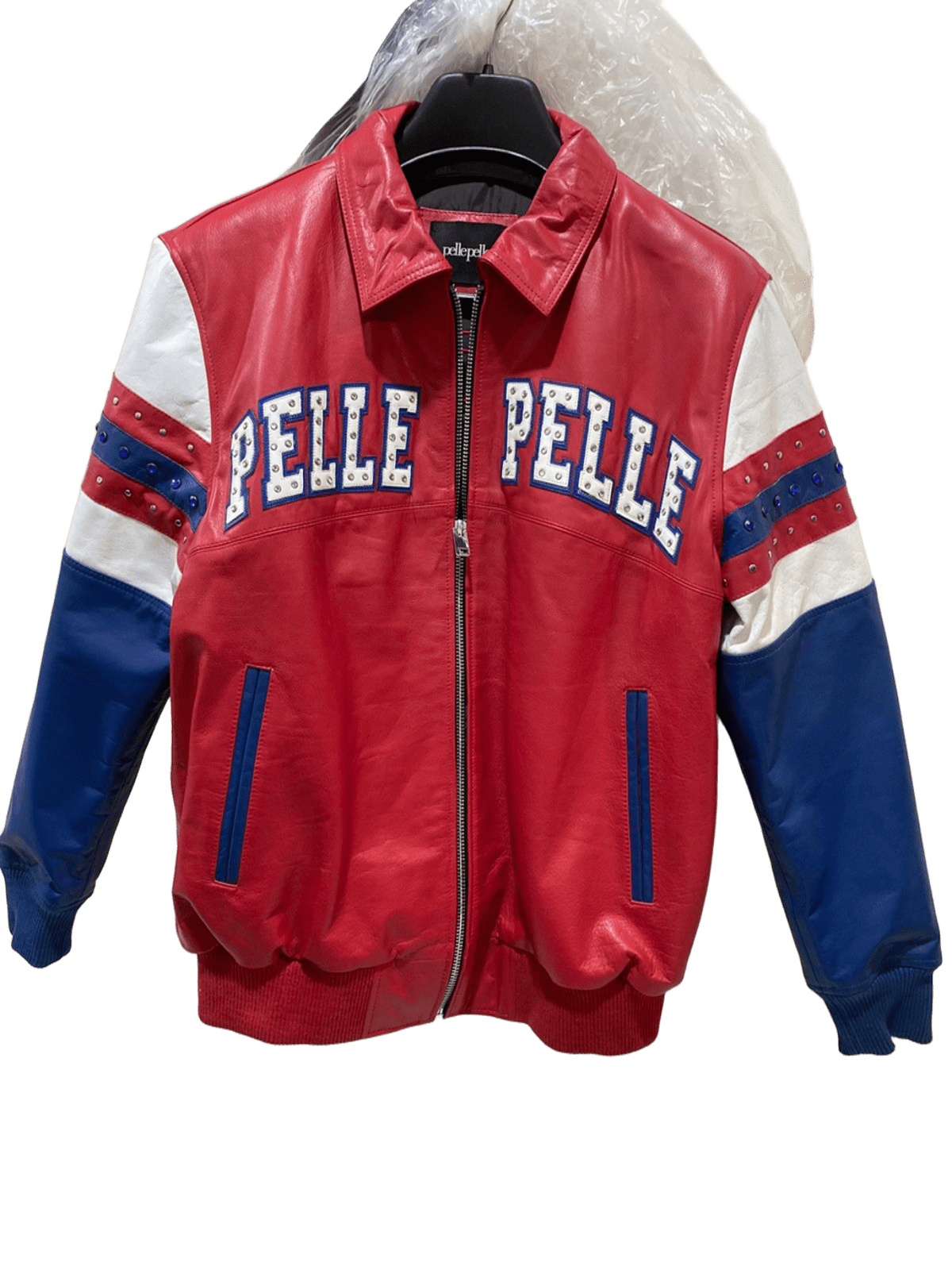 Pelle Pelle Men's LEATHER ARCHES JACKET SODA CLUB RED BLUE