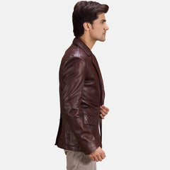 Radaron Quilted Leather Blazer In Maroon