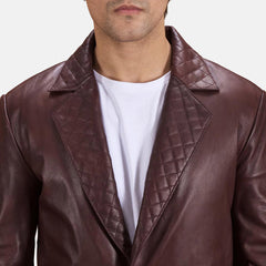 Radaron Quilted Leather Blazer In Maroon