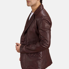 Radaron Quilted Leather Blazer In Maroon