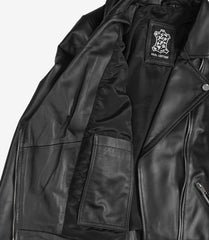 Rita Women's Black Leather Jacket Asymmetrical Biker Style