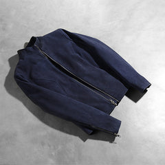 Rumella Suede Biker Jacket In Blue
