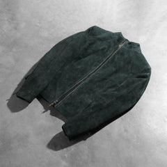 Rumella Suede Biker Jacket In Green