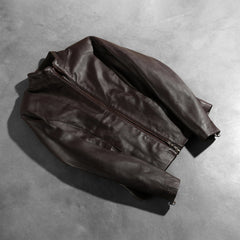 Rumella Leather Biker Jacket In Maroon