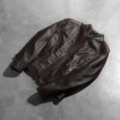 Rumella Leather Biker Jacket In Maroon